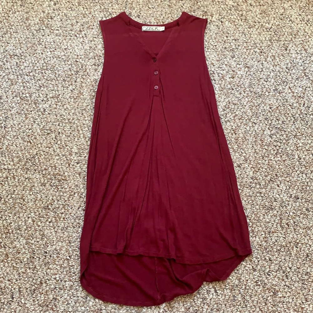 Chloe K maroon tunic tank top
